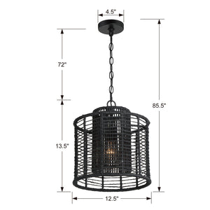 Jayna 1 Light Matte Black Pendant