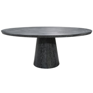 Worlds Away Jefferson Pedestal Oval Dining Table – Black Cerused Oak
