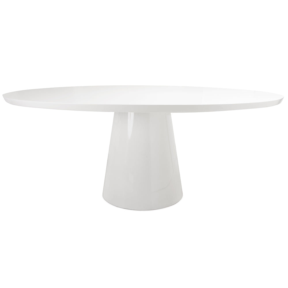 Worlds Away Jefferson Pedestal Oval Dining Table – White Lacquer