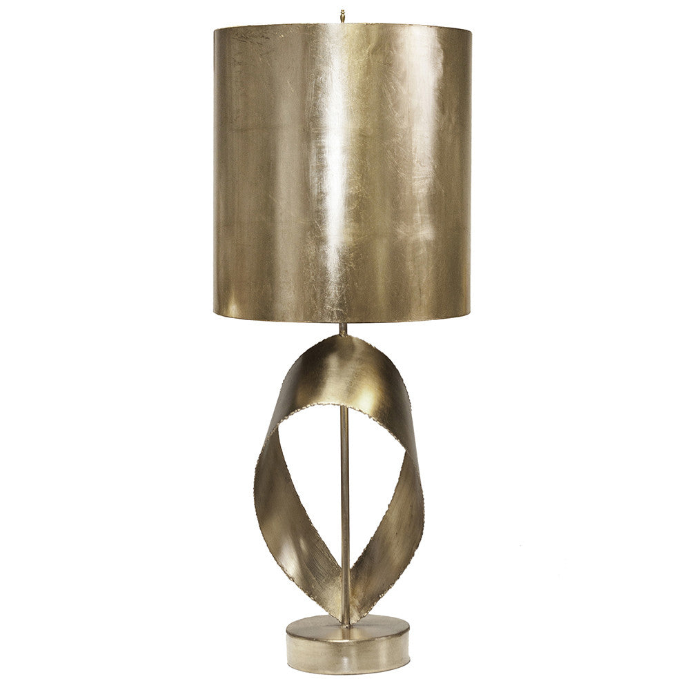 Worlds Away Jennings Table Lamp with Metal Shade – Silver Leaf