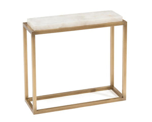 Calcite and Antique Brass Accent Table