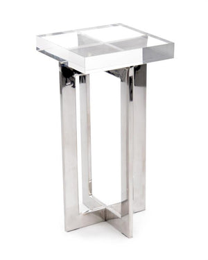 Polished Nickel and Crystal Martini Table
