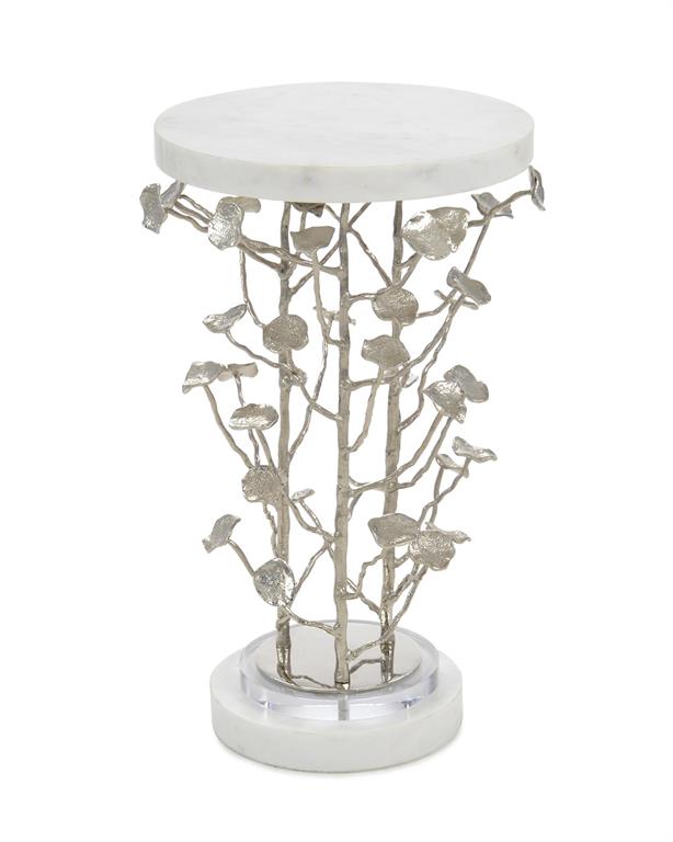 Marble and Brushed Nickel Branch Martini Table