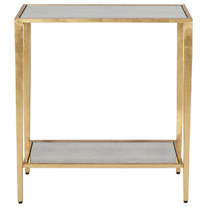 Worlds Away Joyce Simplicity Gold Leaf Side Table - Antique Mirror Top