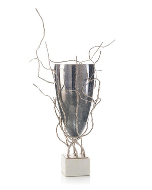 Profusion of Saplings in Nickel with Glass Vase