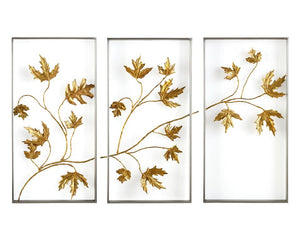 Set of Three Falling Leaves Triptych Wall Art