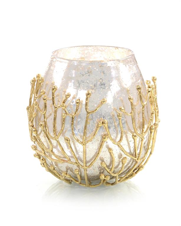 Brass Twig and Mirrored Glass Bowl