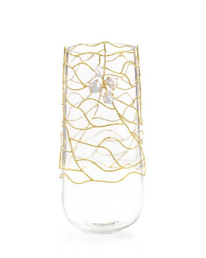 Entwined in Brass and Pearls Vase