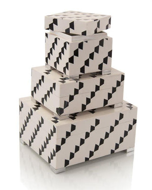 Set of Three Black-and-White Boxes