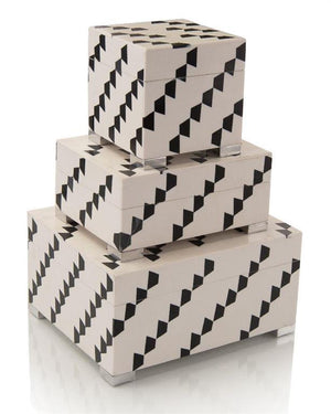 Set of Three Black-and-White Boxes