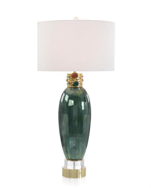 Jeweled-Collar Table Lamp in Illusion Green