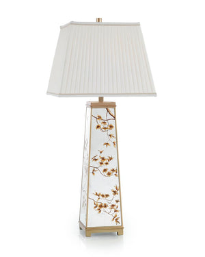Hand-Painted Dogwood and Églomisé Table Lamp