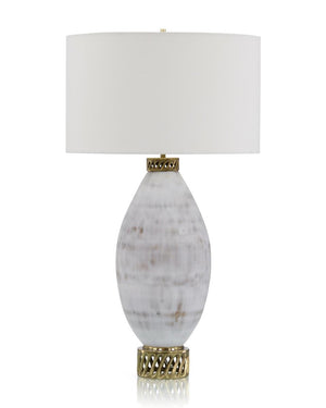 White and Cream Marbled Glass Table Lamp