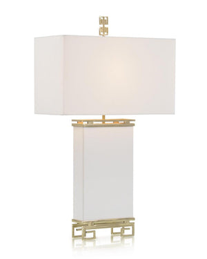 IVory Leather and Brass Table Lamp