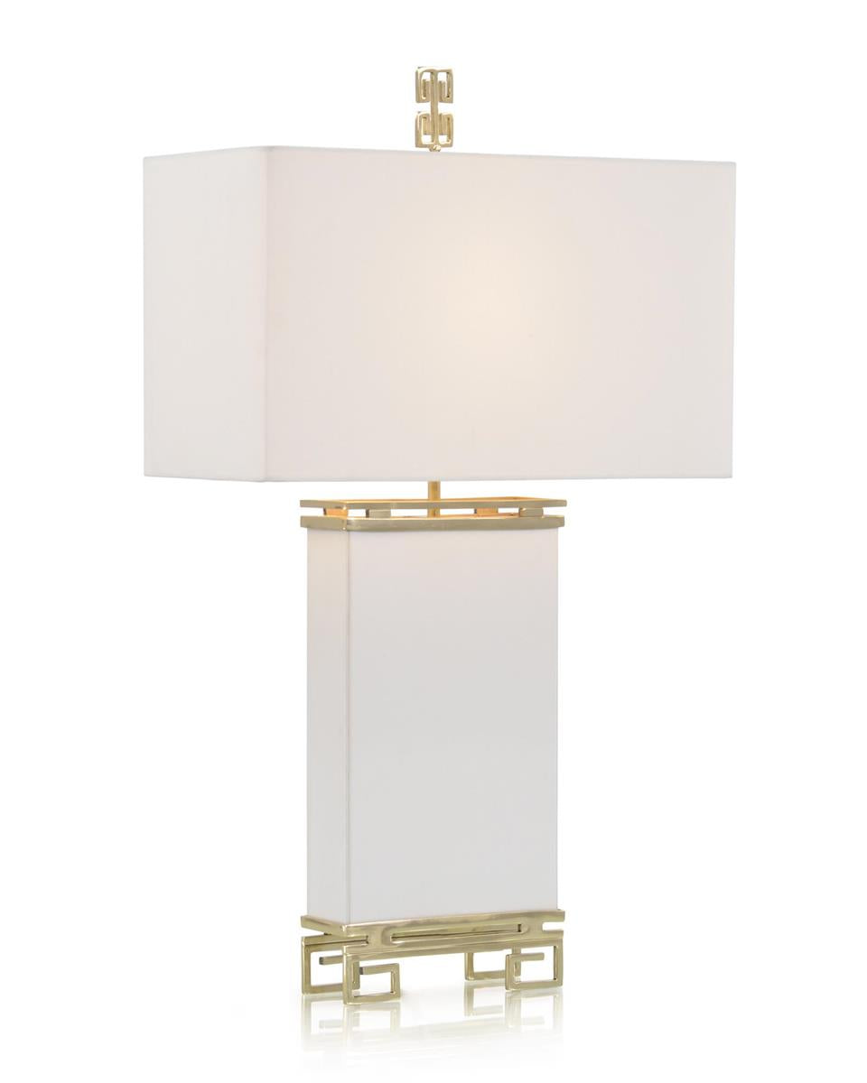 IVory Leather and Brass Table Lamp