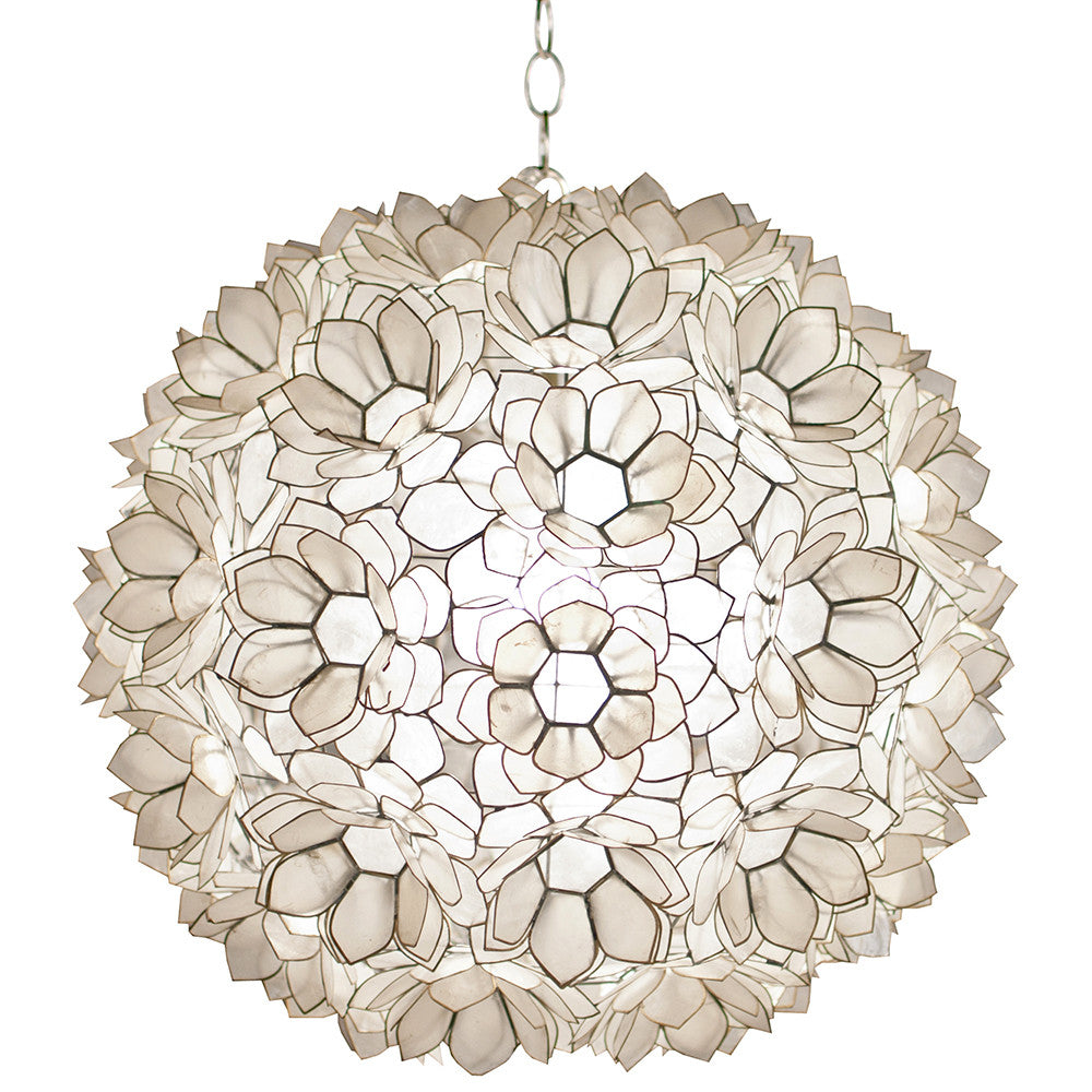 Worlds Away Lotus Sphere Pendant – Off-White