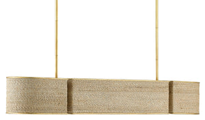 Tenby Oval Chandelier - Contemporary Gold Leaf/Abaca Rope