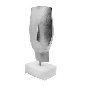 Worlds Away Kai Abstract Face Sculpture – Silver Leaf