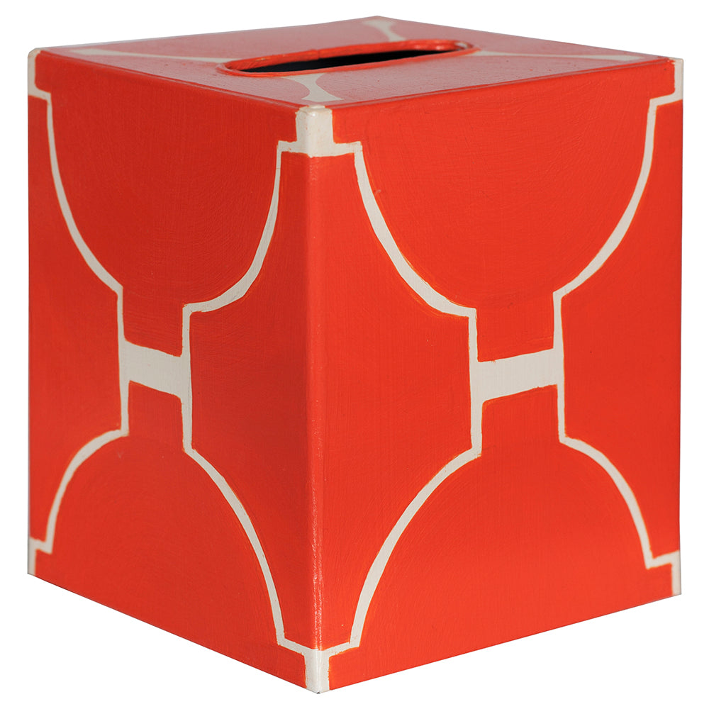 Worlds Away Decorative Tissue Box - Orange Hourglass Pattern