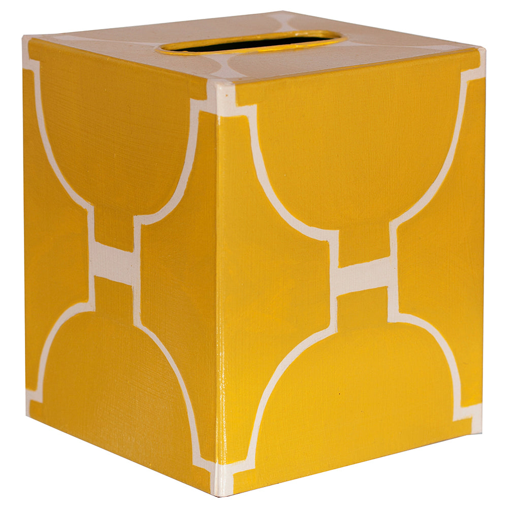 Worlds Away Decorative Tissue Box - Yellow Hourglass Pattern