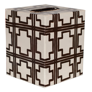 Worlds Away Decorative Tissue Box - Brown Squares Pattern