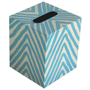 Worlds Away Decorative Tissue Box - Turquoise & Cream Zebra