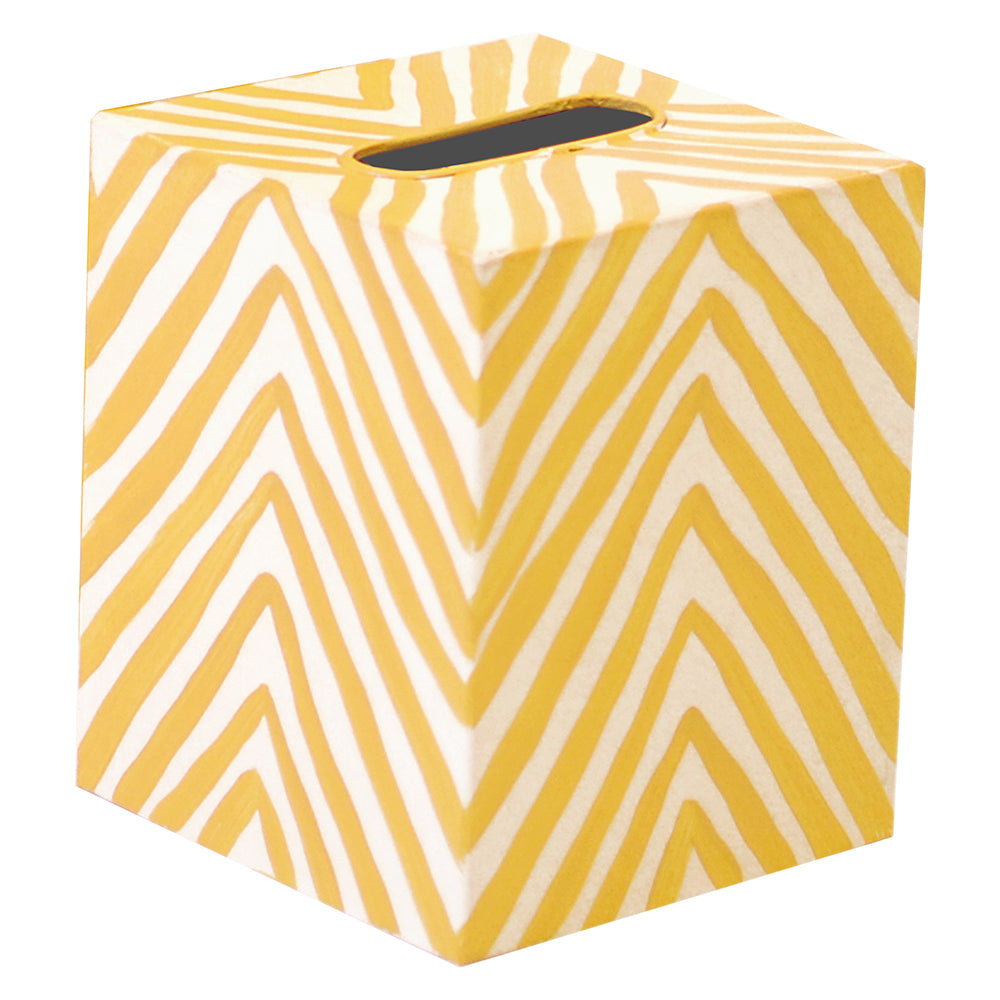 Worlds Away Decorative Tissue Box - Yellow & Cream Zebra