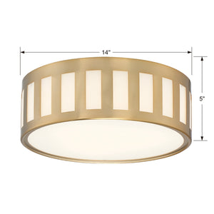 Kendal 3 Light Vibrant Gold Ceiling Mount