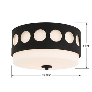 Kirby 2 Light Black Forged Ceiling Mount