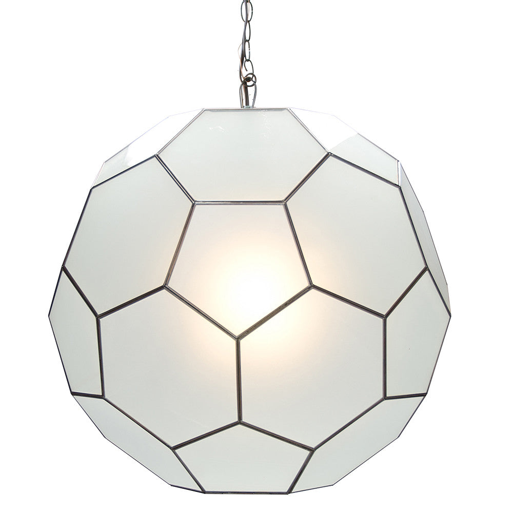 Worlds Away Knox Frosted Glass Faceted Ball Pendant - Scenario Home