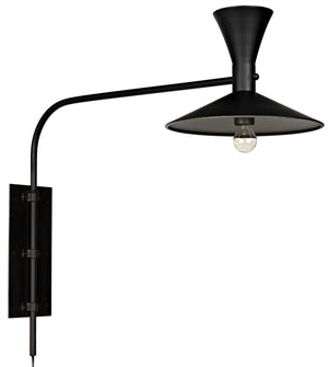 Noir Enzo Swing Arm Sconce - Black