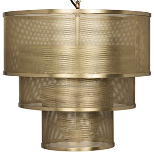 Noir Arena Perforated Tiered Pendant - Brass