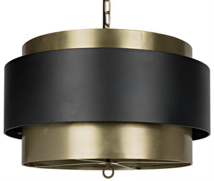 Noir Demetrius Drum Pendant - Antique Brass