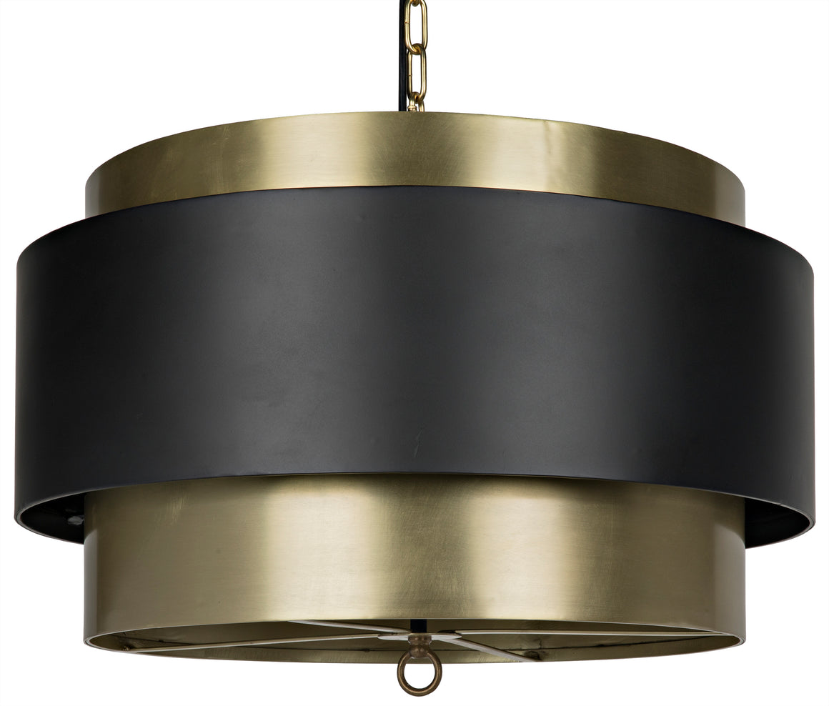 Noir Demetrius Drum Pendant - Antique Brass