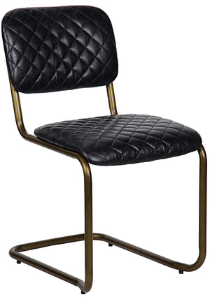 Noir Armless Dining Chair - Quilted Leather