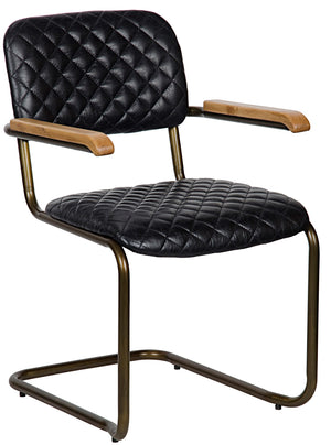 Noir Bent Arm Chair - Vintage Quilted Leather