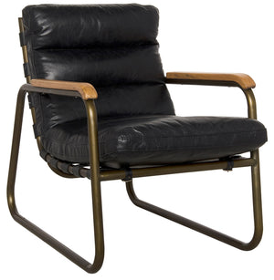 Noir Urban Leather Lounge Chair - Black