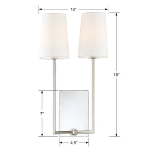 Lena 2 Light Polished Chrome Wall Mount