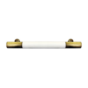Worlds Away Liam Long Handle Pull - White Lacquer & Antique Brass