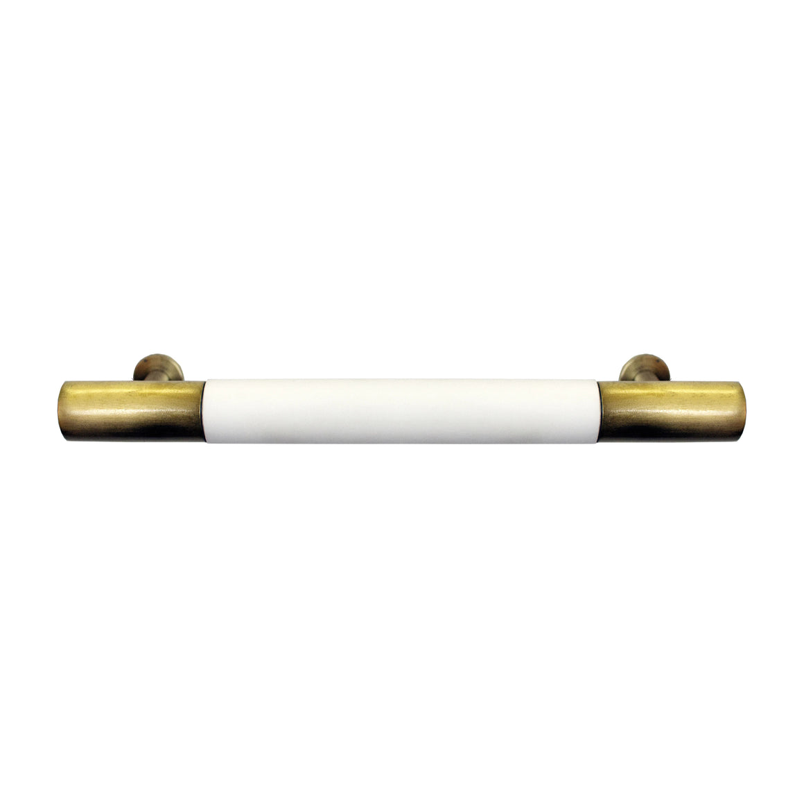 Worlds Away Liam Long Handle Pull - White Lacquer & Antique Brass