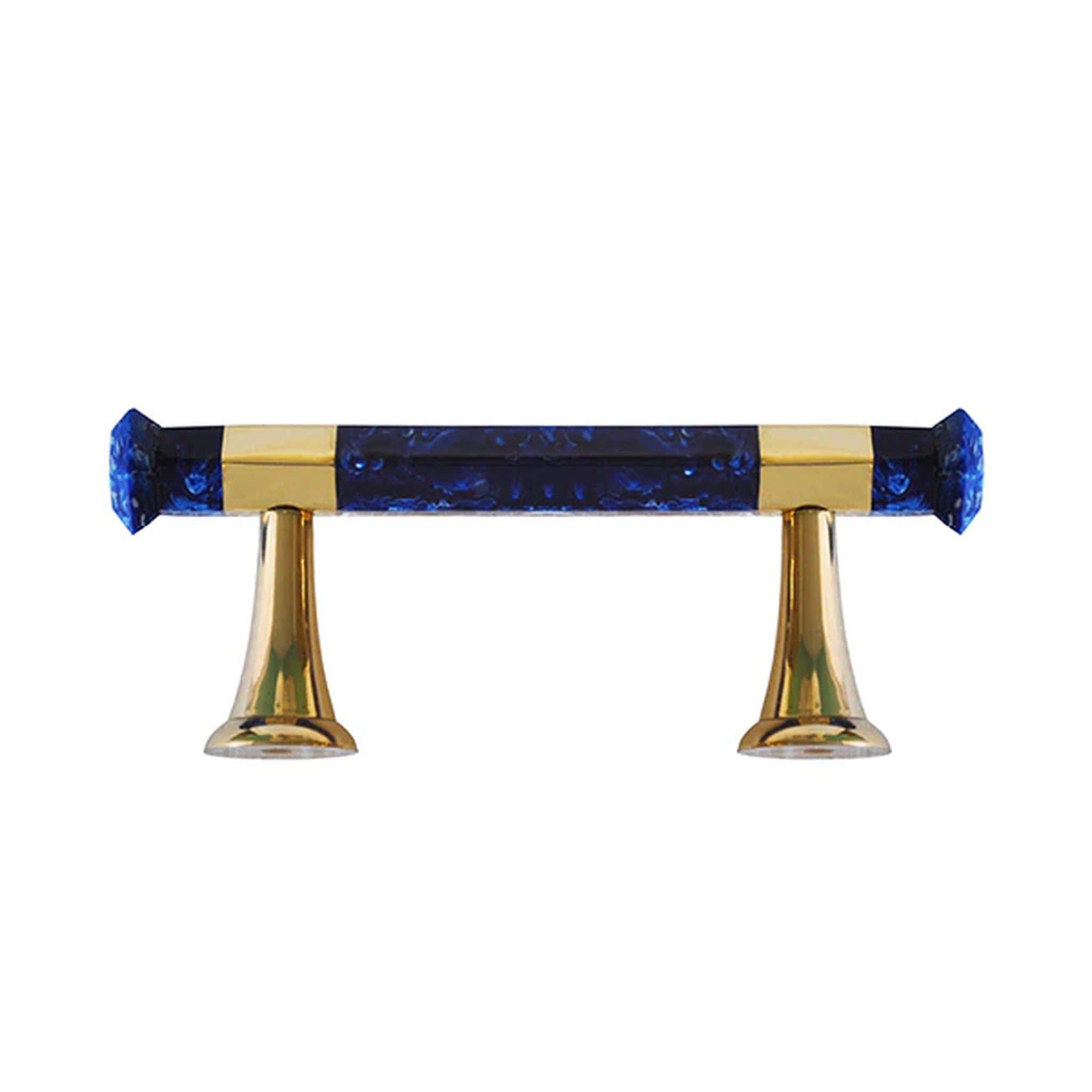Worlds Away Lisbon Hardware - Marbled Blue with Brass Detail
