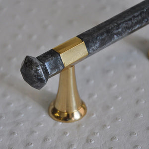 Worlds Away Lisbon Handle - Pearl Charcoal with Brass