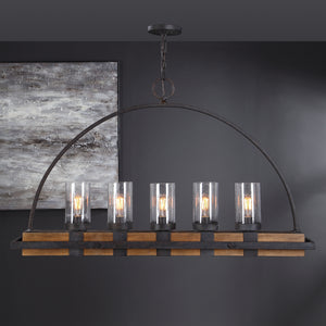 Atwood 5 Light Rustic Linear Chandelier