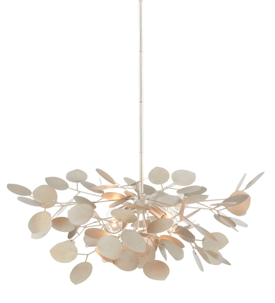 Currey and Company Lunaria Small Chandelier - Contemporary Silver Leaf