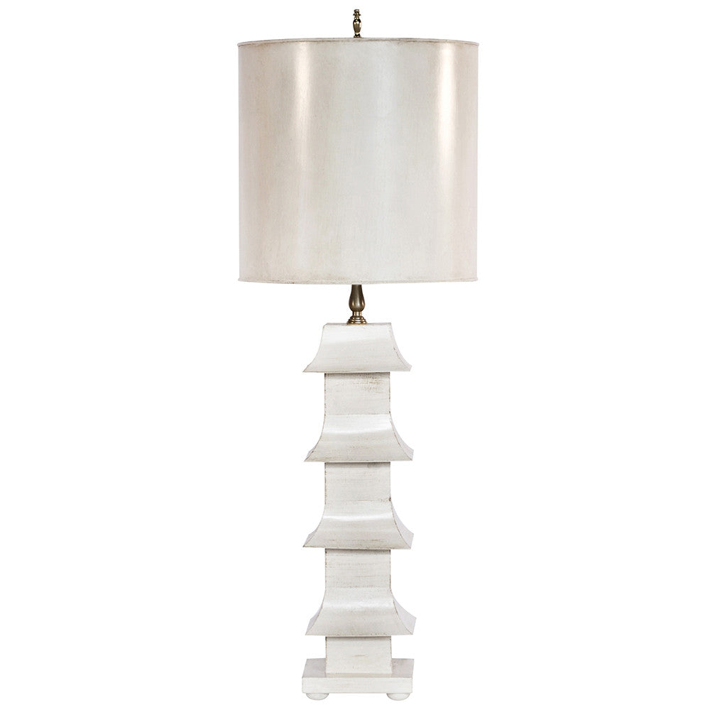 Worlds Away Pagoda Table Lamp with Shade – Cream