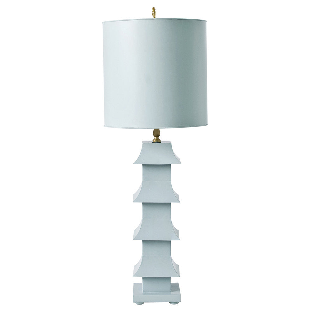 Worlds Away Pagoda Table Lamp with Shade – Powder Blue