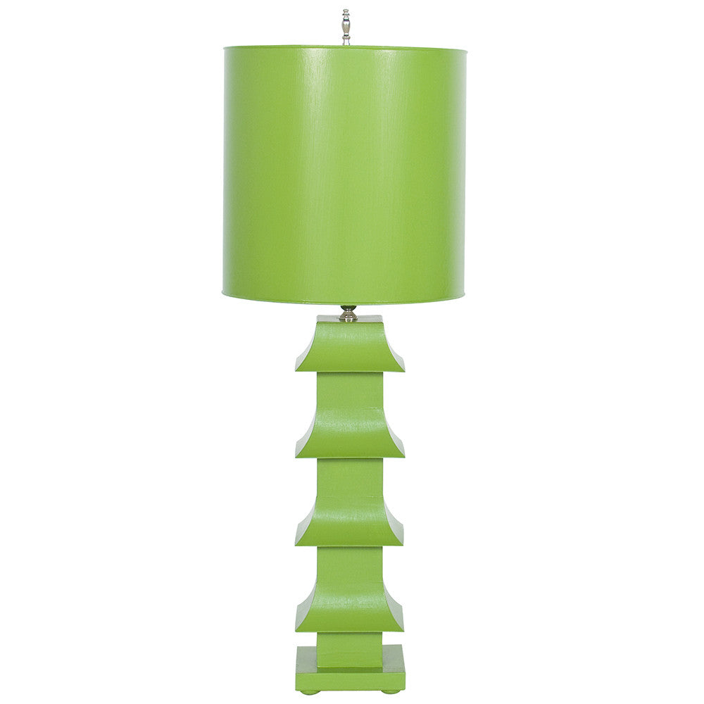 Worlds Away Pagoda Table Lamp with Shade – Green