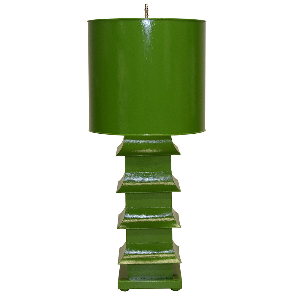 Worlds Away Large Pagoda Table Lamp – Green