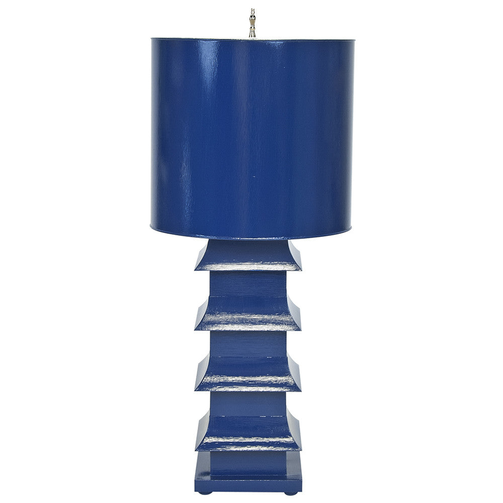 Worlds Away Large Pagoda Table Lamp – Navy