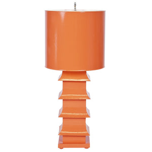 Worlds Away Large Pagoda Table Lamp – Orange